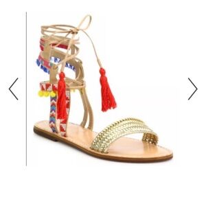 SCHUTZ Ankle Strap Flat Sandals 7.5